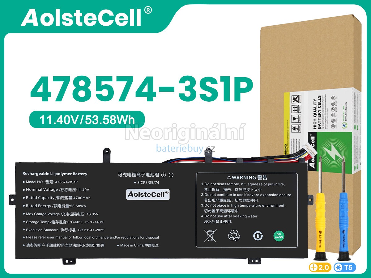 Nahrazení Gateway 478574-3S1P baterie