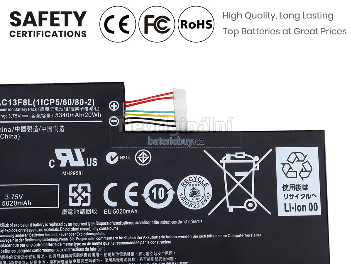 Nahrazení Acer KT0020G002 baterie