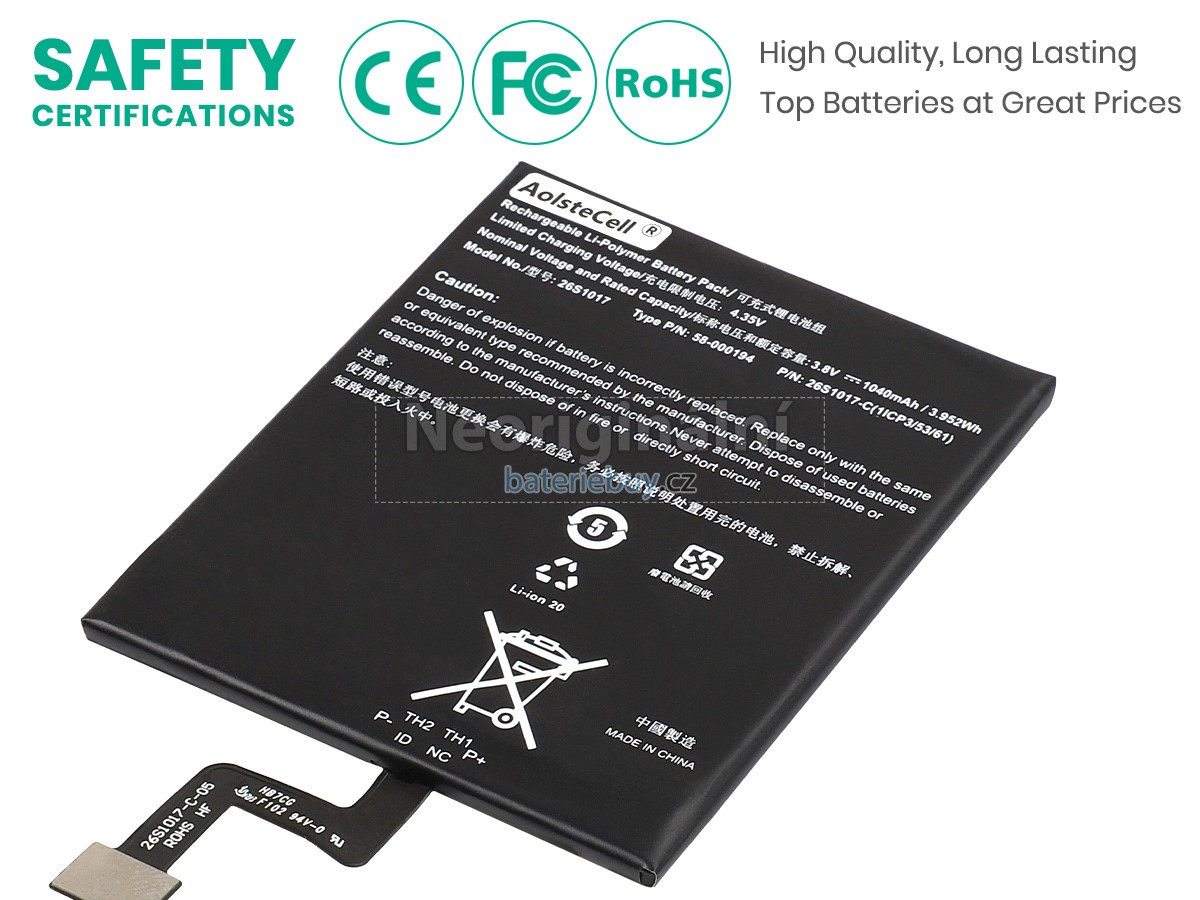 Nahrazení Amazon 26S1017 baterie