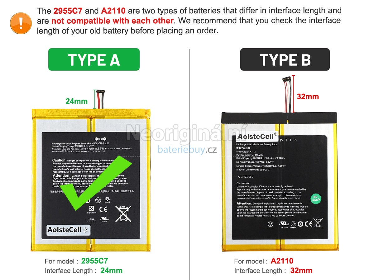 Nahrazení Amazon 26S1015 baterie