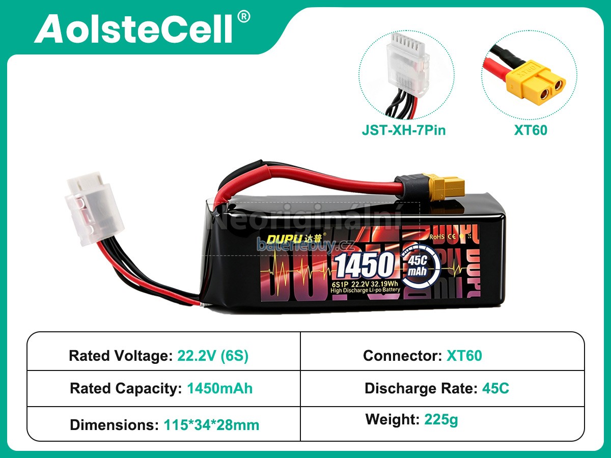 Nahrazení AolsteCell 22.2V 6S 1450MAH 45C XT60 baterie