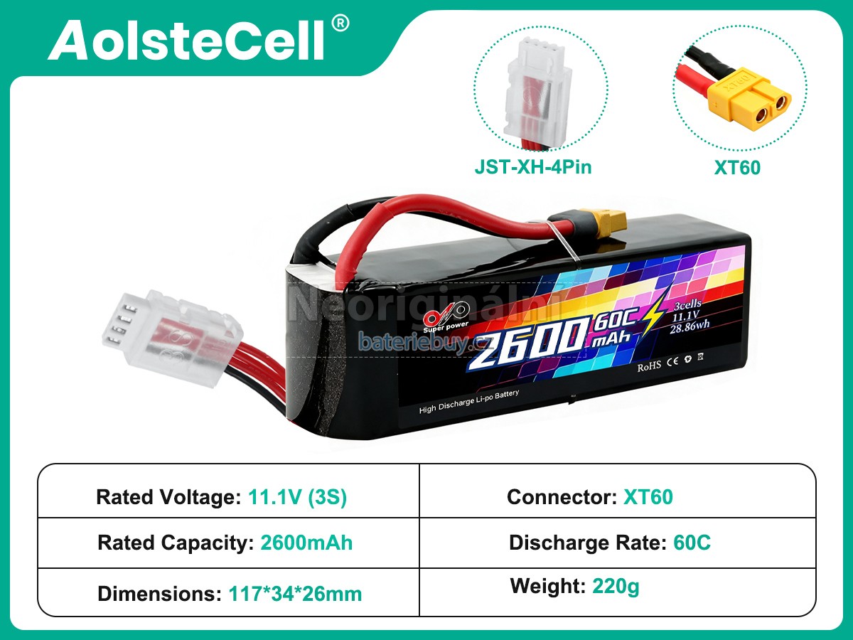 Nahrazení AolsteCell 11.1V 2600MAH 60C XT60 JST-XH 4P baterie