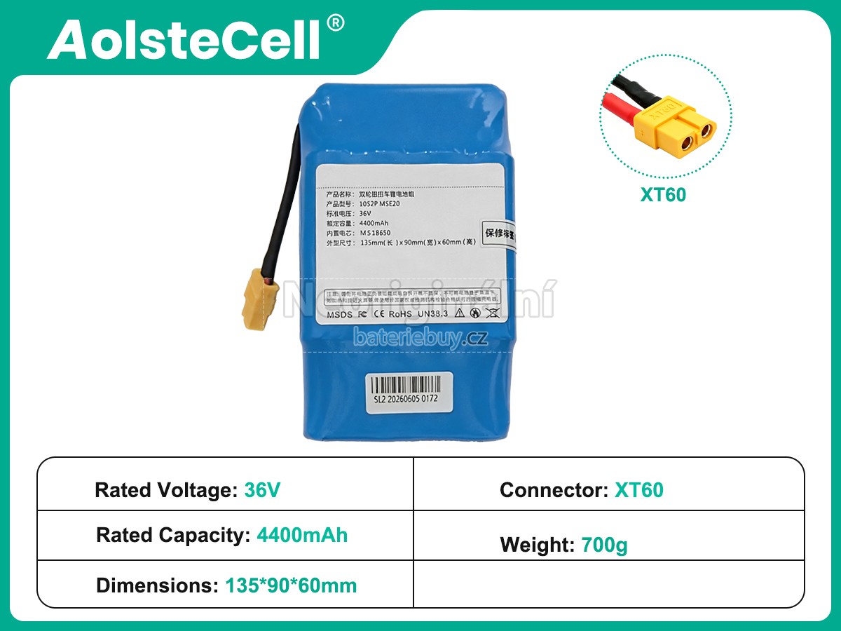 Nahrazení AolsteCell 10S2P MSE20 36V 4400MAH XT60 baterie
