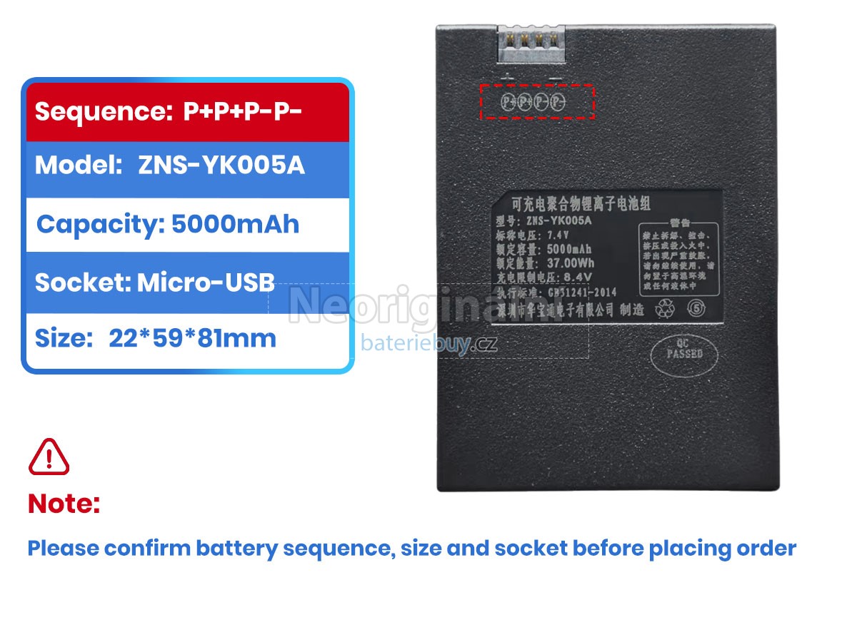Nahrazení AolsteCell ZNS-YK005A baterie