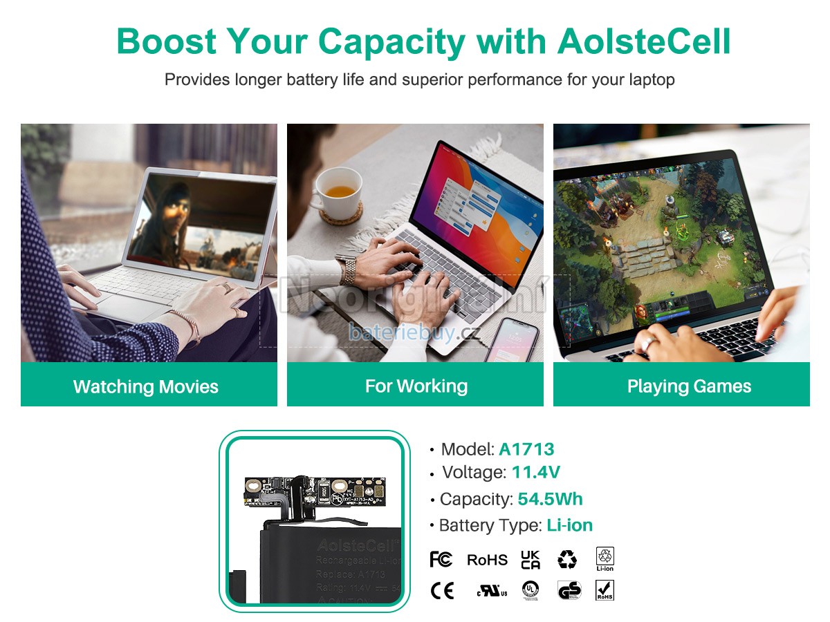 Nahrazení Apple MacBook Pro Core I7 2.4GHZ 13.3 inch Retina A1708(EMC 2978) baterie