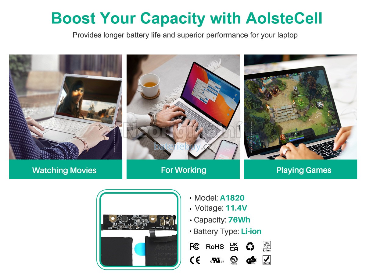 Nahrazení Apple MacBook Pro Core I7 2.8GHZ 15.4 inch TOUCH A1707(EMC 3162) baterie