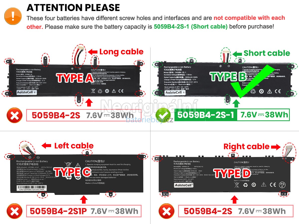 Nahrazení CHUWI 5059B4-2S baterie
