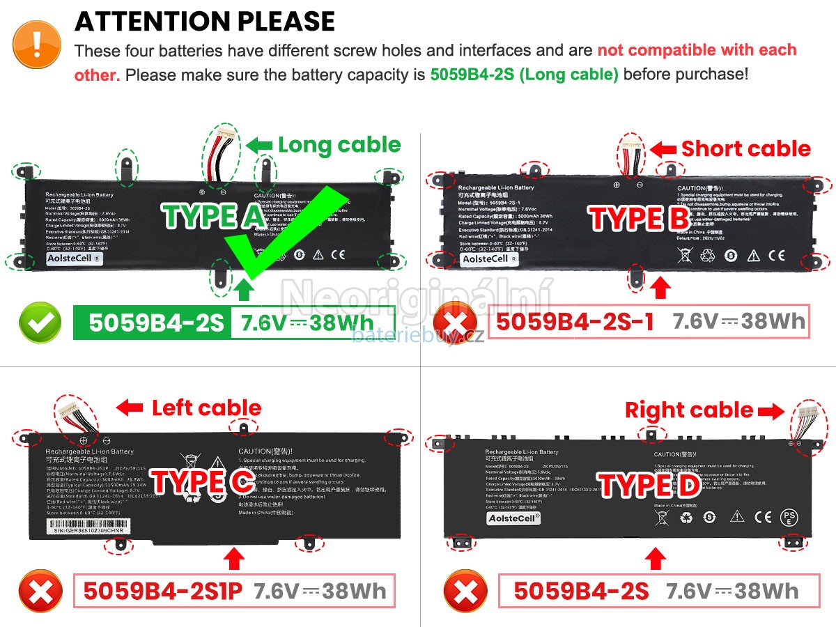 Nahrazení CHUWI 5059B4-2S baterie