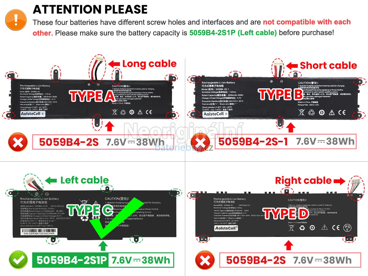 Nahrazení CHUWI 5059B4-2S baterie