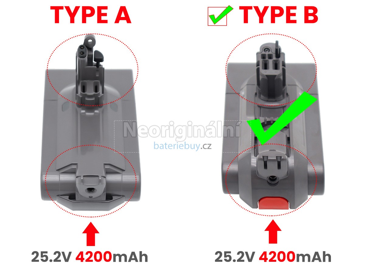 Nahrazení Dyson 281477-01 baterie