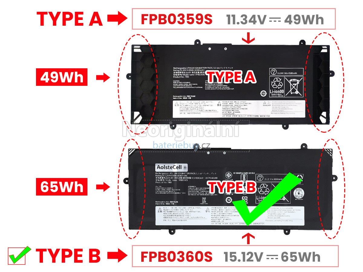 Nahrazení Fujitsu FMVNBP253 baterie