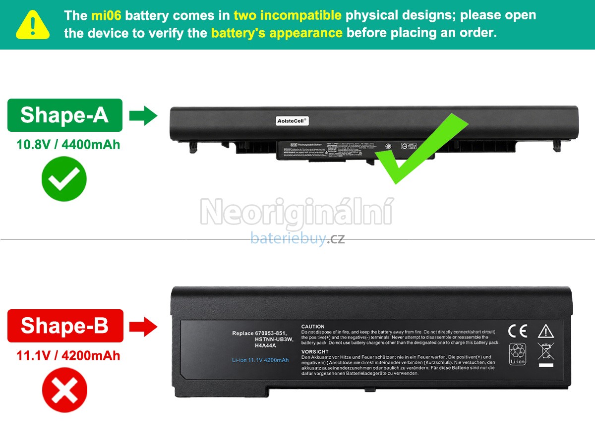 Nahrazení HP MI06 baterie