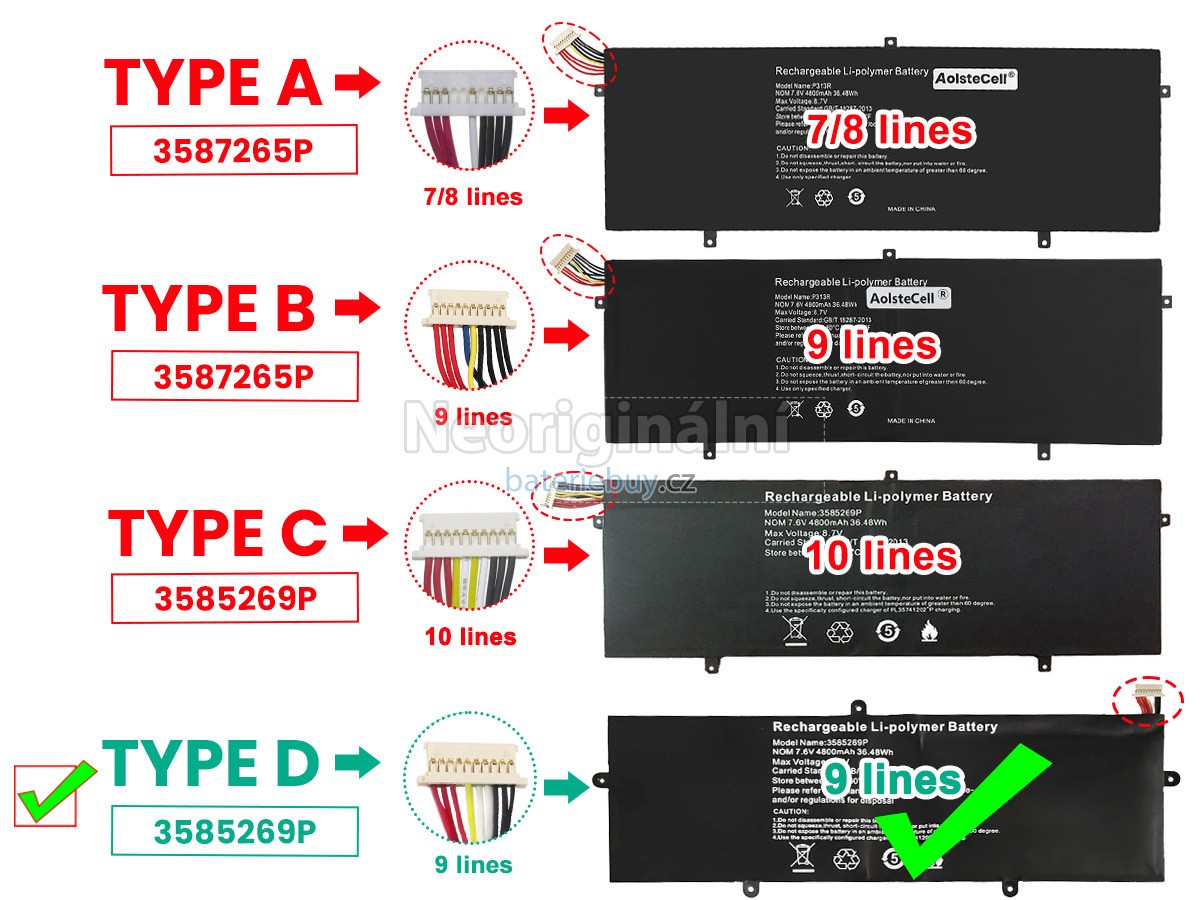 Nahrazení Jumper 3587265P baterie