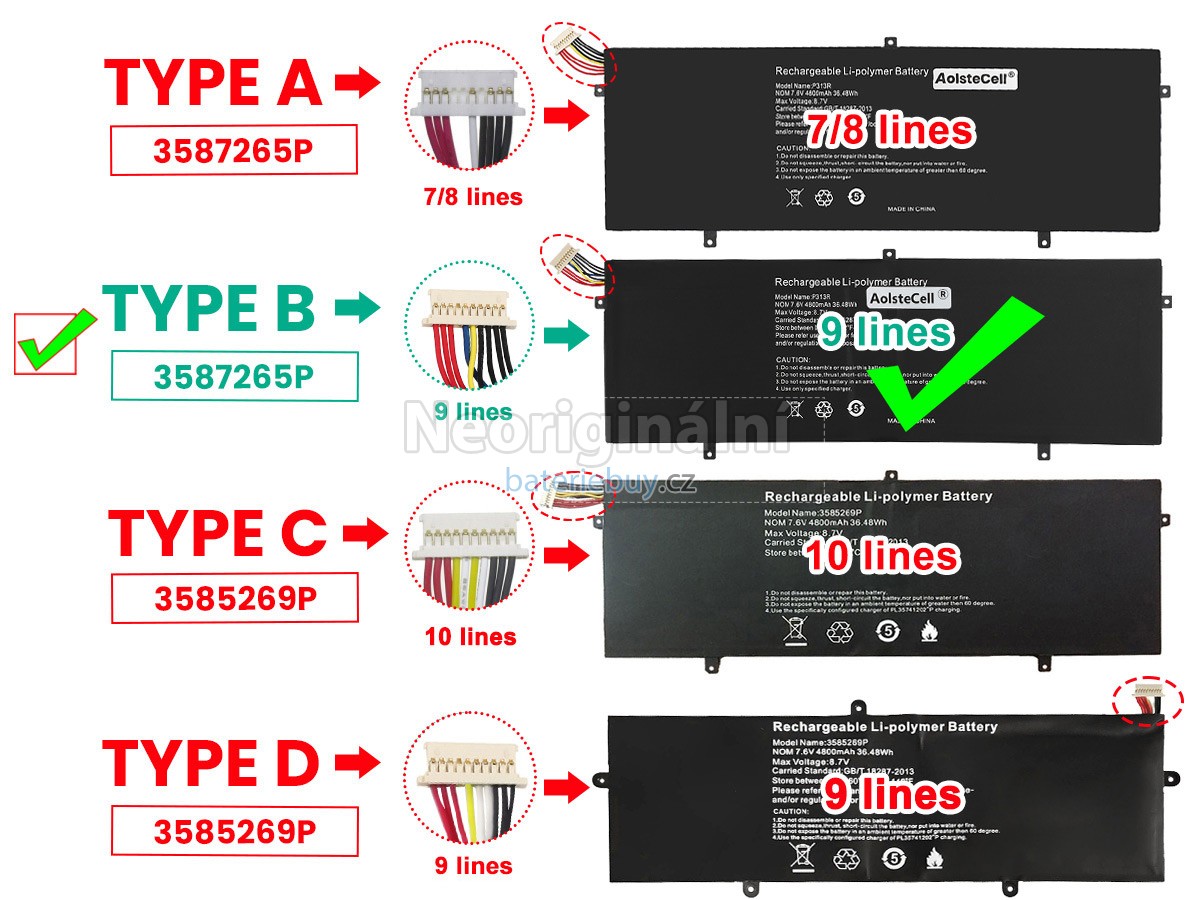 Nahrazení Jumper 3587265P baterie