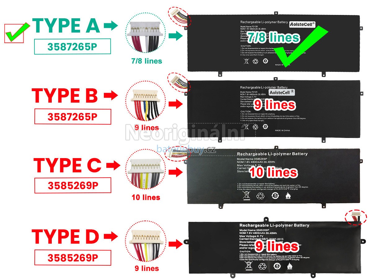 Nahrazení Jumper 3587265P baterie