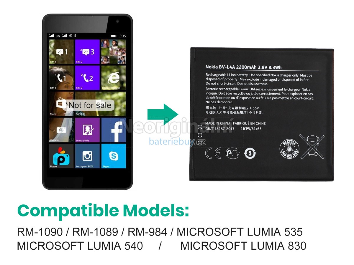 Nahrazení Nokia MICROSOFT LUMIA 535 baterie