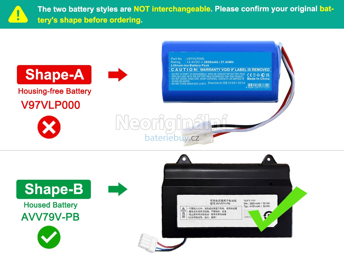 Nahrazení Panasonic MC-RS877 baterie