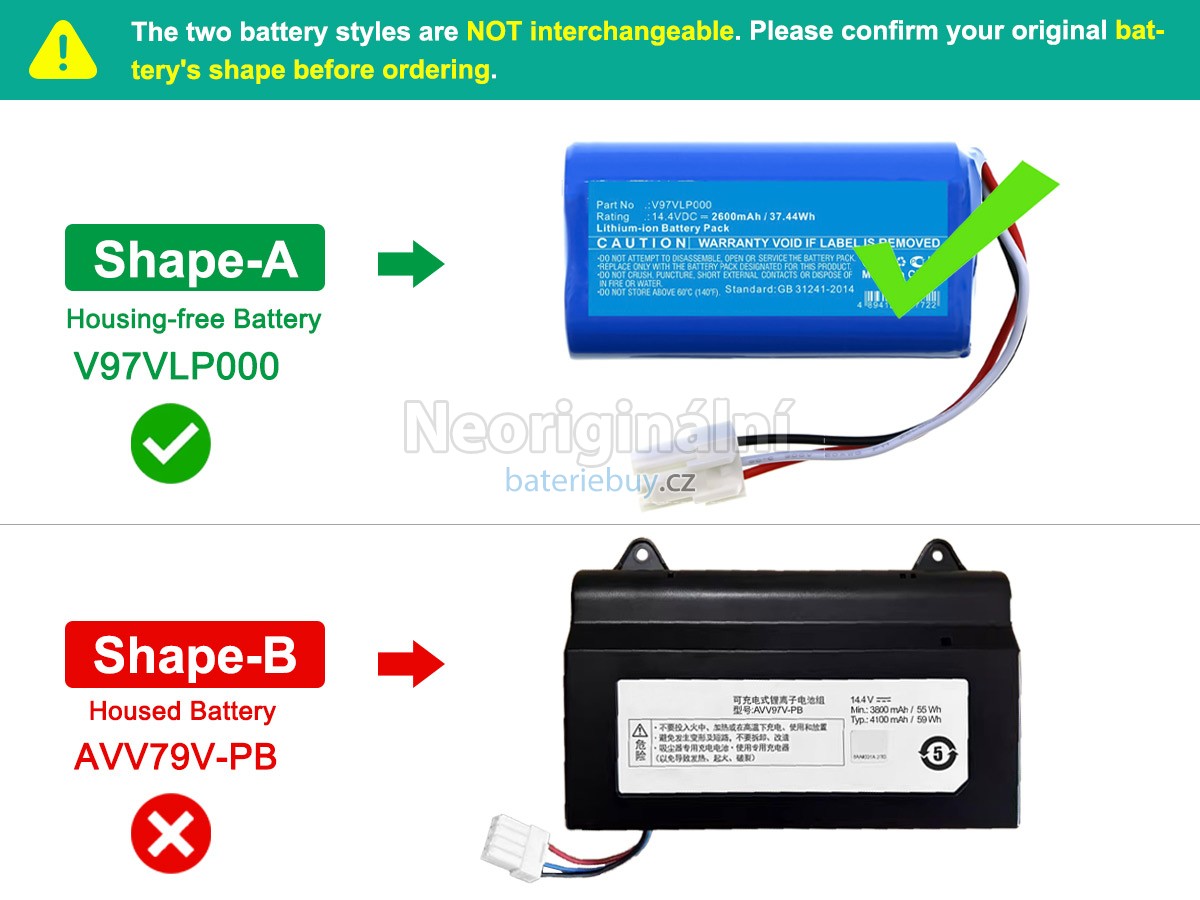 Nahrazení Panasonic MC-RS877 baterie
