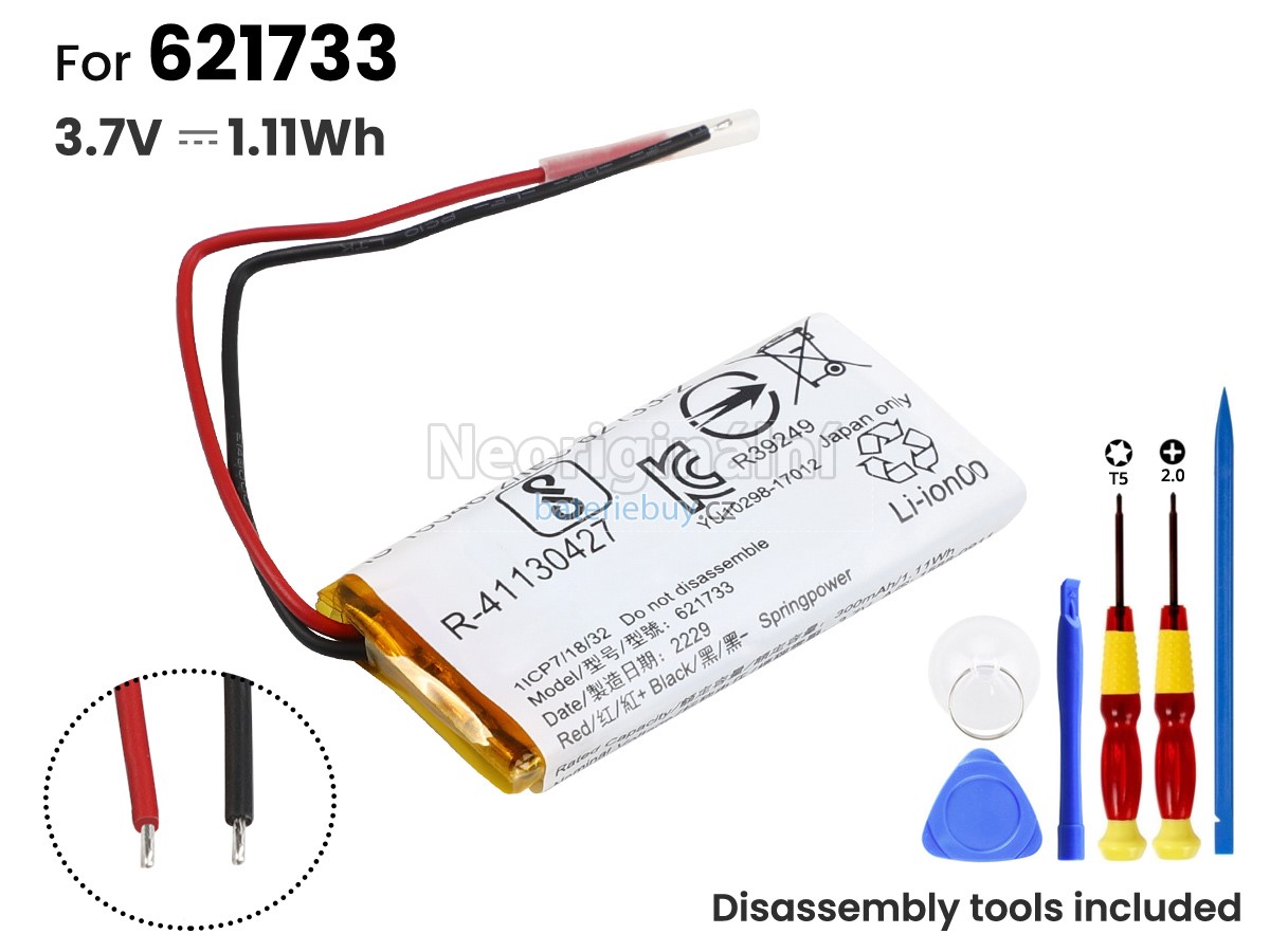 Nahrazení Sony 621733 baterie