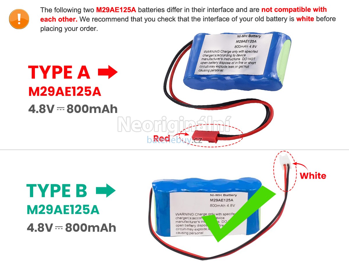 Nahrazení TPS M29AE125A baterie